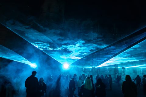 Veil by artist: Flolux. Light Up Lancaster 2025, image by Robin Zahler