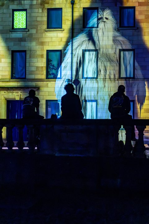 Dear Joan... by imitating the dog. Light Up Lancaster 2025, image by Robin Zahler